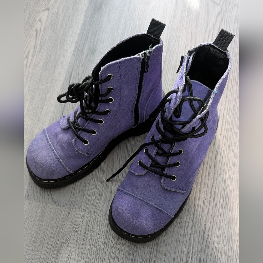T.U.K. Purple Suede Combat Boots US 7 UK 5 Goth Punk Grunge Leather Lace Up